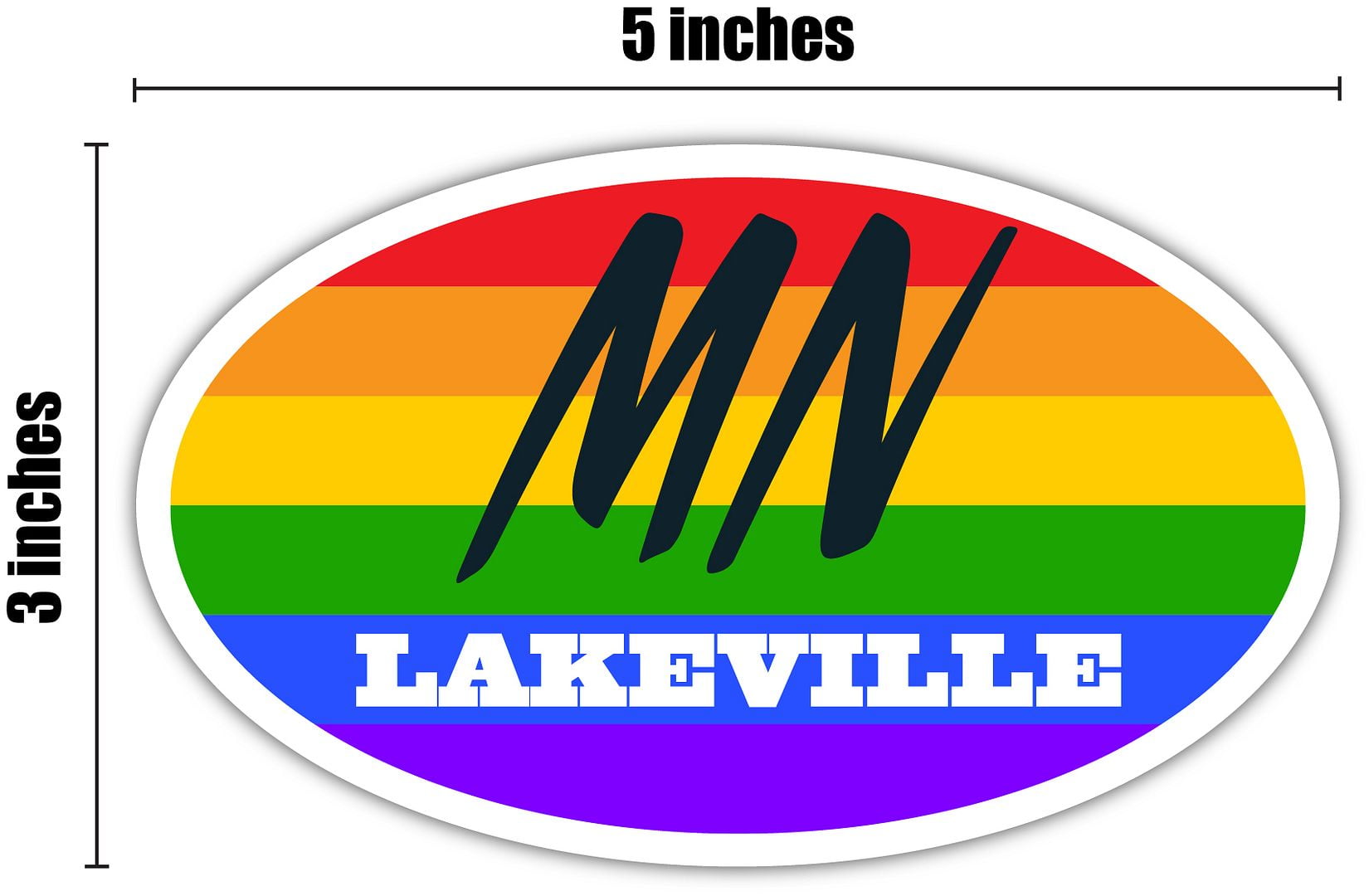 Lakeville MN Minnesota Dakota County Rainbow Pride Flag 6 Stripes Pride  Flag Euro Decal Bumper Sticker 3M Vinyl 3" x 5" - Walmart.com