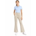 thumbnail image 2 of HILEELANG Girls Flare Pants with Pockets, Stretch Pull-On School Pants, Light Khaki, 2 of 12