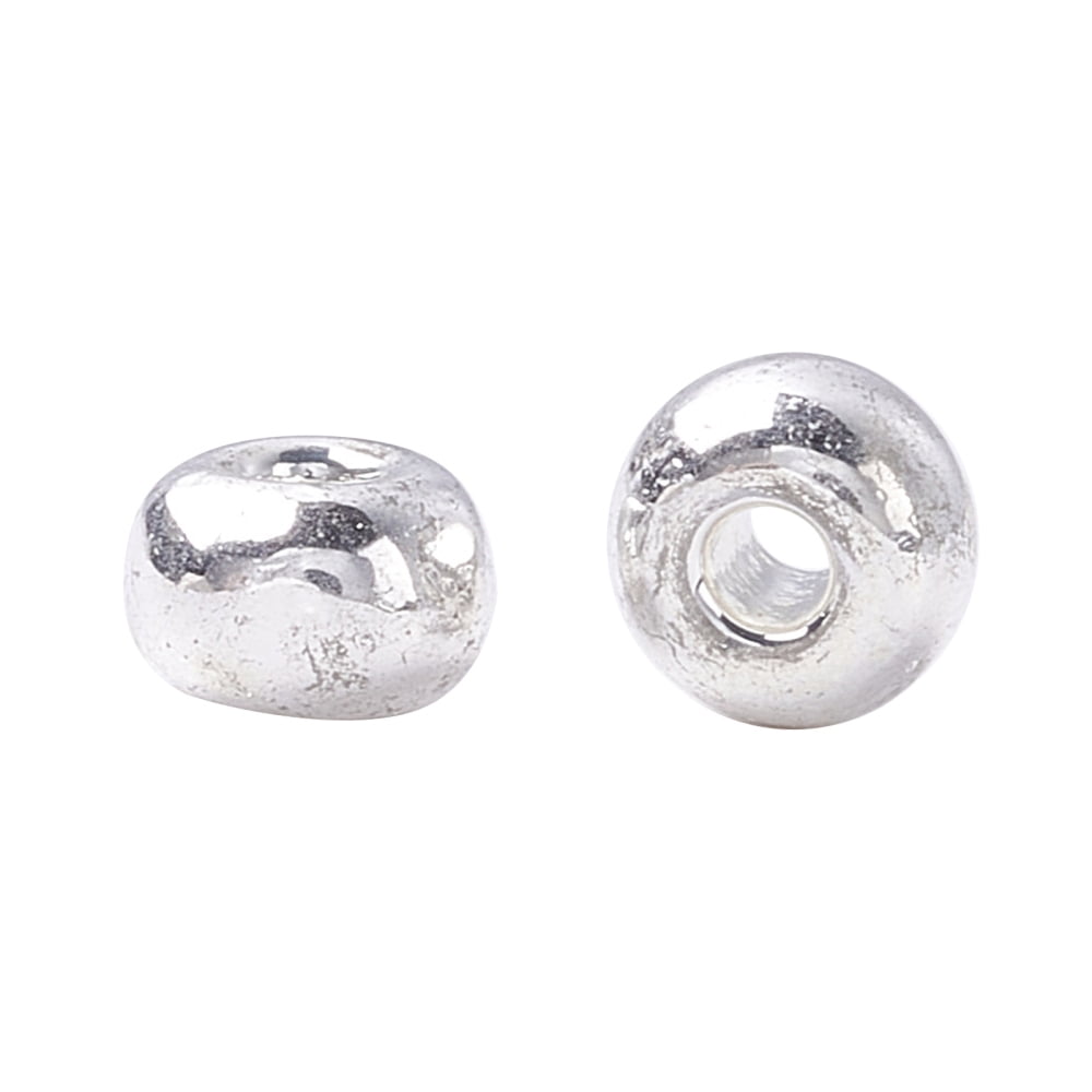 6/0 Glass Seed Beads Metallic Colours Style Round Silver 6/0 4mm Hole: 1.5mm about 4500pcs/pound