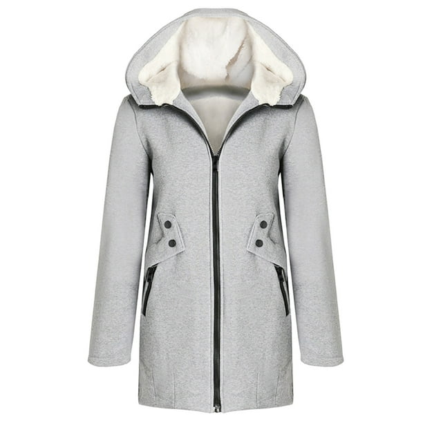 Grey womens coat with hood on sale