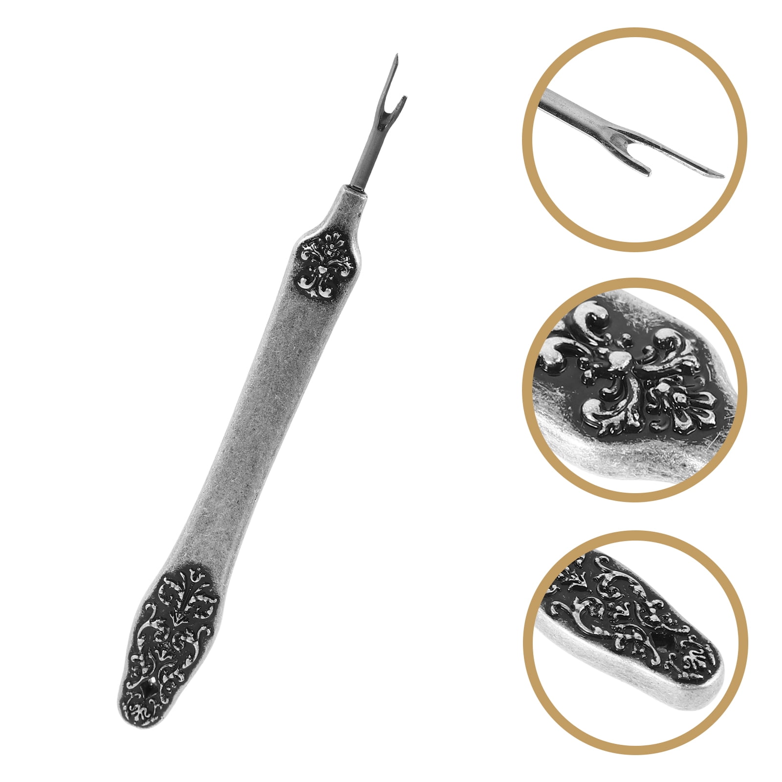 WEUVEB Ergonomic Plated Silver Metal Seam Ripper for Sewing Fine Crafted Stitch Removal