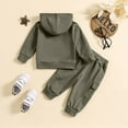 thumbnail image 4 of Wxirdiow Boys Clothes Boys Clothes Long Sleeve Hooded Pullover Colorblock Sweatshirt + Pants 2pcs Fall Winter Outfit Set Grey Size,2-3 Years, 4 of 9