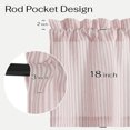 thumbnail image 3 of NICETOWN Pink Striped Linen Valance 18 Inch Length, Farmhouse Rustic Rod Pocket Valance Curtains for Kitchen Cafe Living Room, 52"x18", 1 Panel, 3 of 8