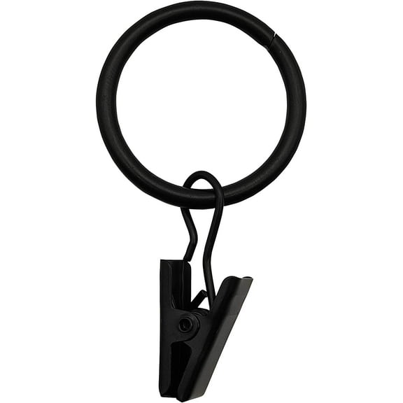 1 Inch Interior Diameter Curtain Rings with Clips Decorative Drapery Rustproof Vintage (Black, 14)