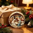 thumbnail image 2 of Nativity Scene Christmas Ornament, Round Acrylic Hanging Ornament, Double-Sided Print Birth of Jesus Scene, Religious Christmas Tree Decor, Faith Holiday Gift, 2 of 6