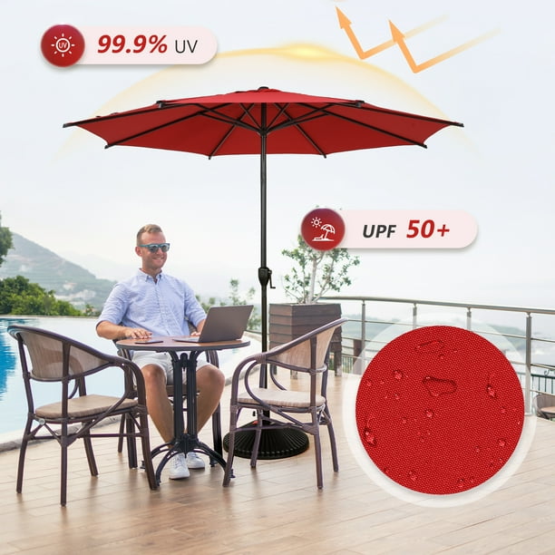 3 tier patio umbrella 11 ft HOMSEE 11 ft. Outdoor Patio Market Beach Umbrella with 3-Tier Vented  Canopy, With 8 Heavy-Duty Ribs & Crank Tilt in Dark Gray