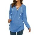 thumbnail image 6 of Nlife Women Long Sleeve Top Criss Cross V Neck Solid Blouse Tunic Top Basic Pullover, 6 of 11