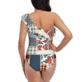 thumbnail image 5 of Picia Patchwork In Country Style Pattern Women's One Piece Swimsuits,One Shoulder Swimwear Asymmetric ,Ruffle Monokinis Bathing Suits,High Waisted Flattering Bathing Suits-, 5 of 8