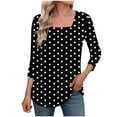 thumbnail image 2 of Shirts for Women 3/4 Sleeve Square Neck Casual Printed Top Black XL, 2 of 5