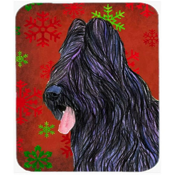 Briard Red and Green Snowflakes Holiday Christmas Mouse Pad, Hot Pad or Trivet