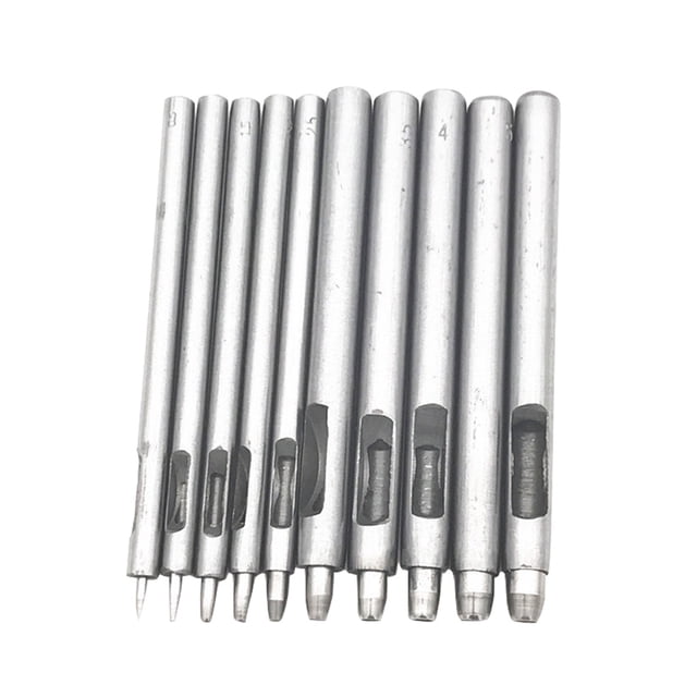 Cuero artesanal perforadora de agujeros redondos herramienta Perforación redonda hueca correas de reloj herramientas de costura de cinturón 10 Piezas sidaley TO0264-00B