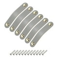 thumbnail image 1 of Uxcell 6 Paquetes Tiradores de Cajón de Cuero con Tornillos, Gris/Dorado (Espaciado de Agujeros: 96 mm), 1 of 5