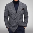 thumbnail image 2 of Chaqueta de traje de hombre de corte ajustado, color gris, talla 3XL, cuello de solapa, cierre de botones, manga larga, ideal para negocios, bodas y fiestas, 2 of 5