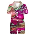 thumbnail image 3 of Jamicy Pyjama Doux pour Femmes Mode Décontractée Imprimé Haut à Manches Courtes à Col à Revers avec Short Ample Confortable Ensemble de Pyjama pour la Maison, 3 of 4