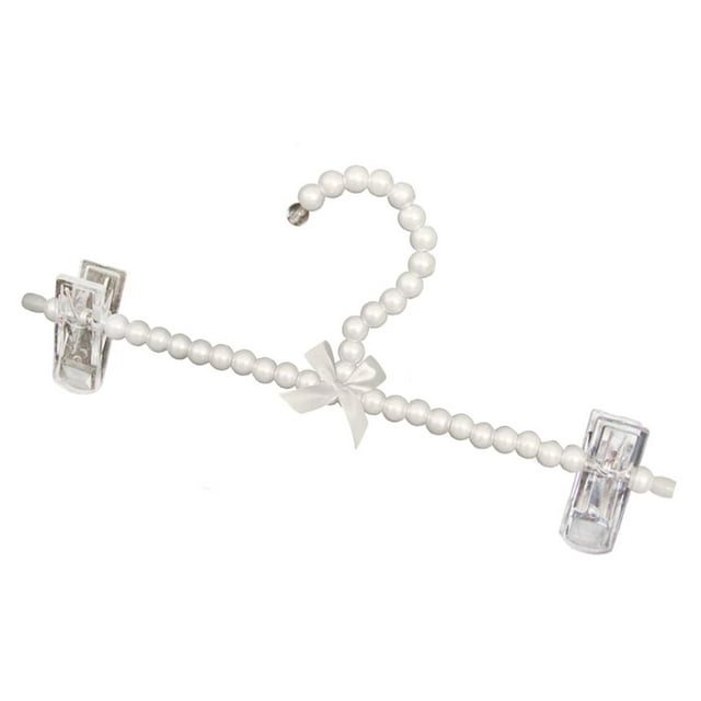 Ropa de metal con de perlas de 30 cm Pantalones Percha Pantalones Estante de vestido con clip para ropa de boda Decoración de la tienda Blanco Soledad Percha de ropa con cuentas de perlas