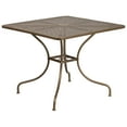 thumbnail image 4 of Flash Furniture Commercial Grade 35.5" Square Gold Indoor-Outdoor Steel Patio Table Set with 2 Round Back Chairs, 4 of 5