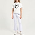 thumbnail image 2 of Juorvia Girls 2 Piece Outfits Summer Loose Fitted Crew Neck T-Shirts Micro Flare Elastic Waist Pants(2-3 Years,White1), 2 of 6