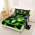 thumbnail image 2 of Manfei Race Car Bed Sheets,Checkerboard Pattern Full Size Sheets,Green,4pcs,1 Flat Sheet, 1 Fitted Sheet and 2 Pillowcases, 2 of 6