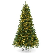 7 Feet Hinged Christmas Tree with PVC Branch Tips Warm White LED Lights