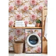 thumbnail image 4 of Boho Peel and Stick Wallpaper Pink Roses Golden Leaves Elegant Floral Marble Wall Mural 17.7in x 9.8ft Self Adhesive Removable Wall Paper Renter Friendly Wallpaper for Nursery Bedroom Cabinets, 4 of 8