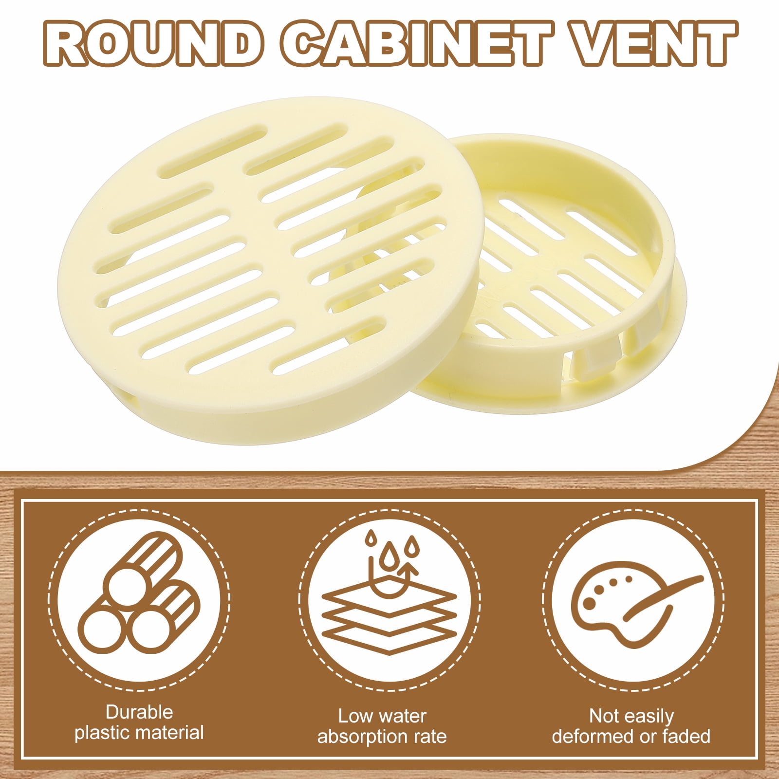 Uxcell 25pcs Round Cabinet Vent 3.15" (80mm Openings) Plastic Circular Soffit Exhaust Vent Soffit Louver Vent Mesh Hole for Bathroom Home Office Kitchen Cabinet Wardrobe, Yellow