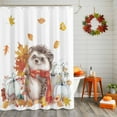 thumbnail image 2 of Shower Curtain 72"W x 78"L Fall Thanksgiving Hedgehog Maple Leaves Pumpkins Fabric Shower Curtains Set with Hooks Water Repellent Bathroom Curtains Machine Washable Bathroom Accessories, 2 of 6