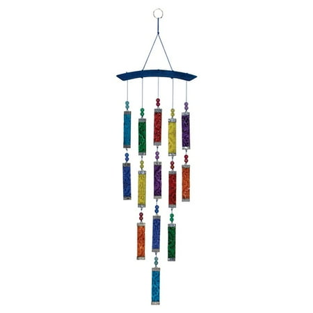 Garden Suncatcher (In the Breeze Rainbow Textured Glass Mobile Wind Chime - Colorful Hanging Suncatcher - Hanging Glass)