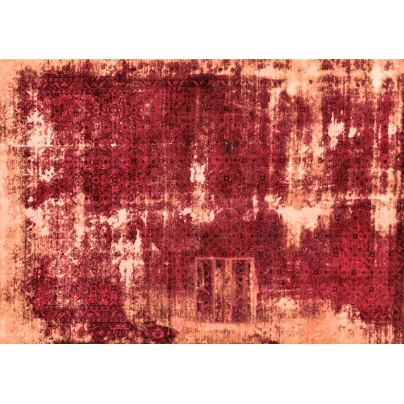 Ahgly Company Indoor Rectangle Abstract Orange Modern Area Rugs, 4' x 6'