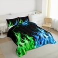 thumbnail image 3 of jejeloiu 2D Flame Bedding Comforter Set,Modern Fire Games Twin Comforter Sets,Blue Green Bedding Set For Boys Kids,Ultra Soft Home Decor Reversible,2-Piece, 3 of 8