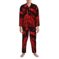 thumbnail image 3 of Honeii Ensemble de Pyjama pour Hommes Motif Tête de Mort Rouge, 2 Pcs Chemise de Nuit à Manches Longues et Bas de Pyjama, Ensembles de Pjs pour Hommes - Très Grand, 3 of 7