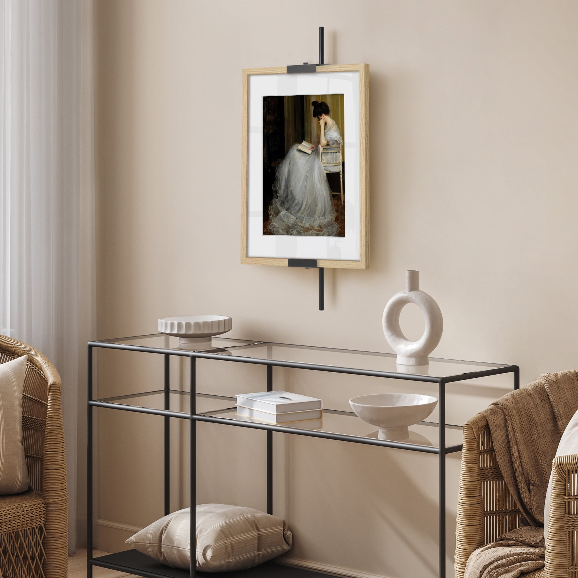 Americanflat 24" Wall Mounted Picture Frame Stand and Artwork Easel Adaptive Clamps Ideal for 18x24 Frame - Black