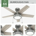 thumbnail image 3 of Hunter 44 inch Indoor Ceiling Fan with LED Light - Ceiling Fan with Pull Chain, For Bedroom or Living Room, Standard Mount, No Remote, 5 Blades, Includes Bulbs - Burroughs 51384, Matte Silver, 3 of 15