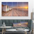 thumbnail image 1 of Row of Beach Huts at Sunset - Art sur Toile Paysage Moderne, 1 of 3