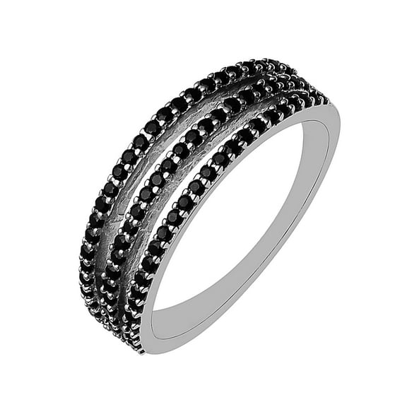 Mooneye 925 Sterling Silver Round Black Spinel Gemstone Eternity Valentines Day Gifts Ring