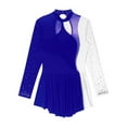 thumbnail image 6 of Doomiva Women's Adult Figure Ice Skating Dress Long Sleeves Rhinestones Gymnastics Leotard Activewear Blue XXL, 6 of 7