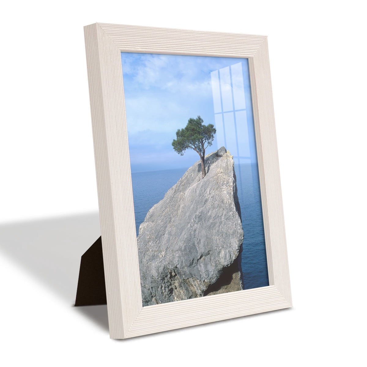 Grooved 6 in. x 8 in. White Picture Frame Set (Set of 4)