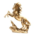 thumbnail image 3 of Figura de estatua de caballo de pie, color dorado, 15 pulgadas de alto, adorno de mesa hecho a mano para hoteles, estanterías y chimenea, 3 of 9