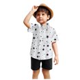 thumbnail image 2 of WOYY Toddler Boys Outfits Hawaii Beach Holiday Short Sleeved Button Shirt Shorts Set Summer Clothes Set, 2 of 4