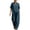 Blue, variant on Womens 2 Piece Denim Outfit Set Short Sleeve Crew Neck Top And Full Length Denim Pants With Side Pockets Regular Elastic Waist Casual Matching Suit