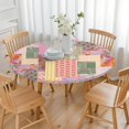 thumbnail image 3 of Pioneer Flower Floral Print Pattern Round Fitted Tablecloth with Elastic Edge,Dining Table Cover Waterproof,Outdoor Round Tablecloth for Camping,Dining,Indoor and Outdoor, 3 of 7