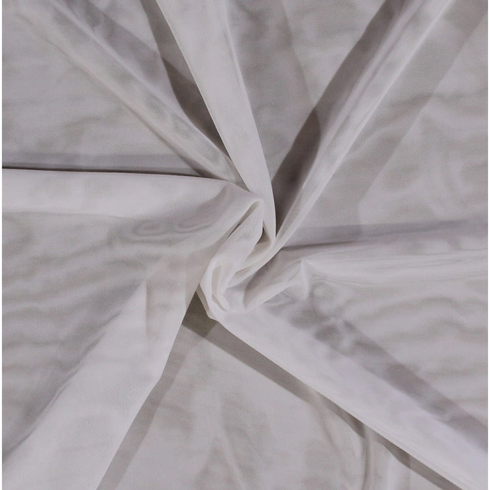60" Power Mesh White Nylon Spandex Mesh Fabric by the Yard (5278C3B