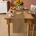 thumbnail image 2 of Vintage Rattan Table Runner - 90 Inch Long Minimalist Abstract Wicker Texture Brown Cotton and Linen Blended Dress Scarves Farmhouse Table Runner for Kitchen Dining, Coffee Table, 13" x 90", 2 of 8