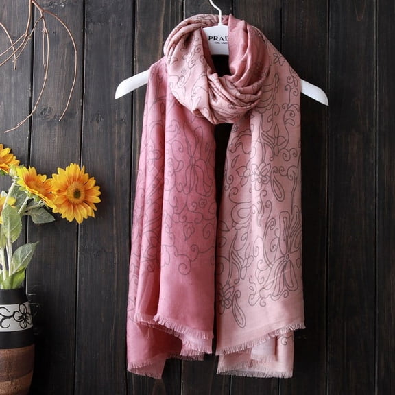 Women Lightweight Fashion Soft Cotton Print Scarf with Tassel