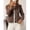 Coffee Brown, variant on Womens Coffee Brown Western Style Denim Jacket With Puff Sleeves