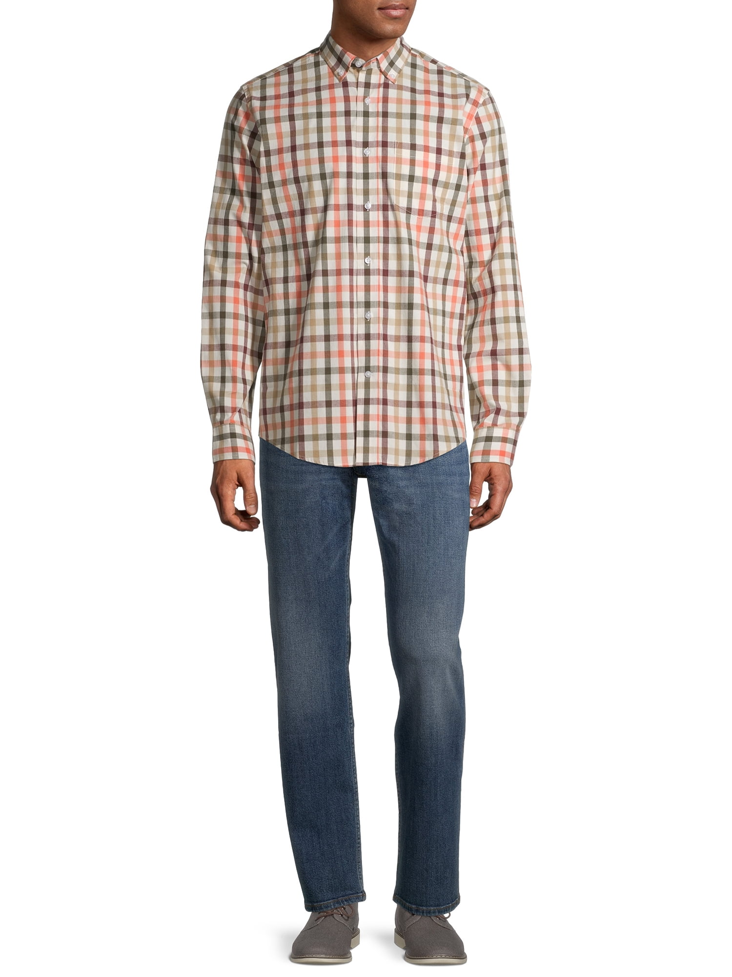 George Men's and Big Men's Long Sleeve Stretch Poplin Shirt, Sizes up to 5XLT