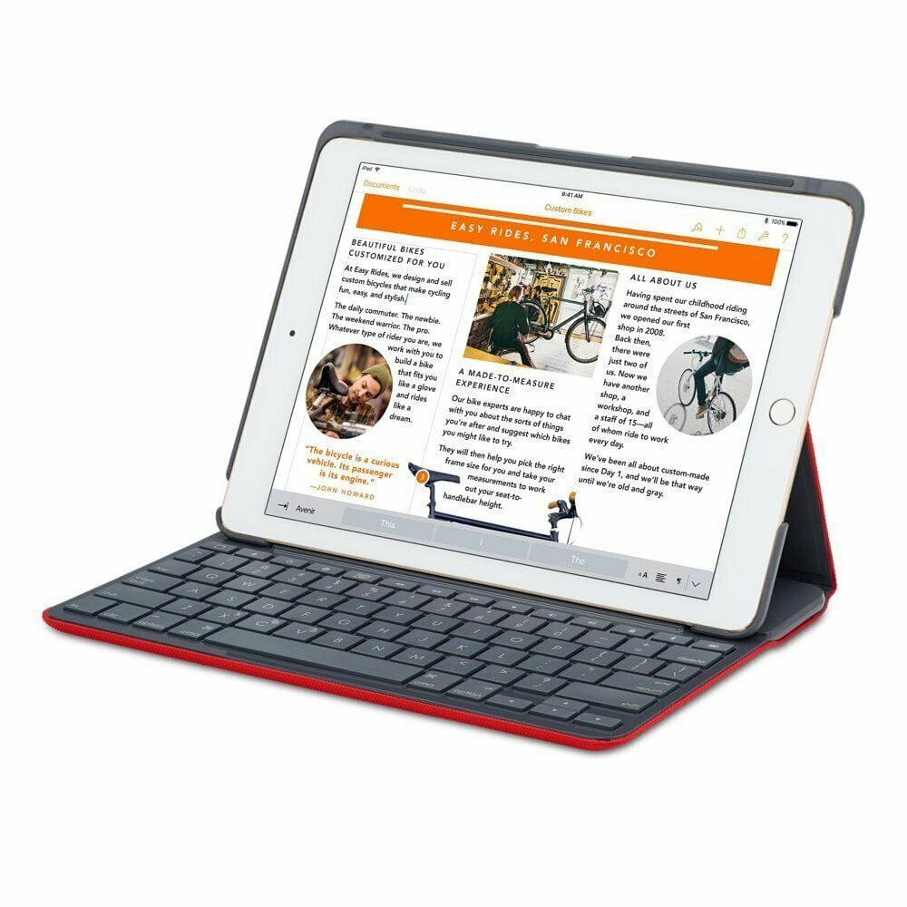 Rige Fader fage spøgelse NEW Logitech Red Canvas Wireless BT Keyboard Folio iPad Air 2 Case (Open  Box) - Walmart.com