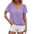 thumbnail image 1 of Camisetas Casuales de Verano para Mujer, Camisetas de Corta con Cuello en V, Color , Talla S, 1 of 7