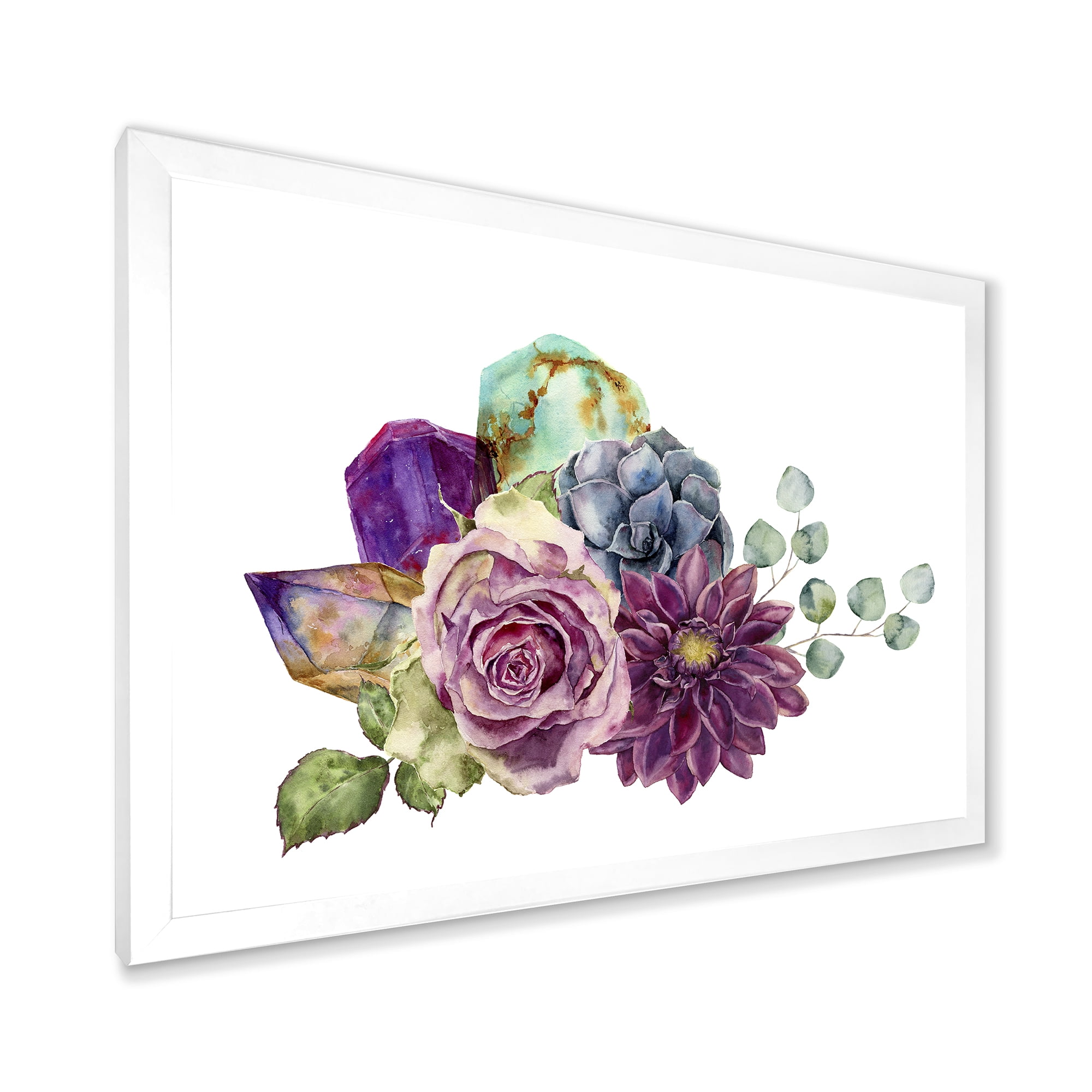 Designart 'Bouquet of Succulents Eucalyptus With Flowers' Traditional Framed Art Print