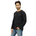 thumbnail image 4 of Atasi Men's Black Short Kurta Round Keyhole Neck Cotton Tunic Shirt-Large, 4 of 7