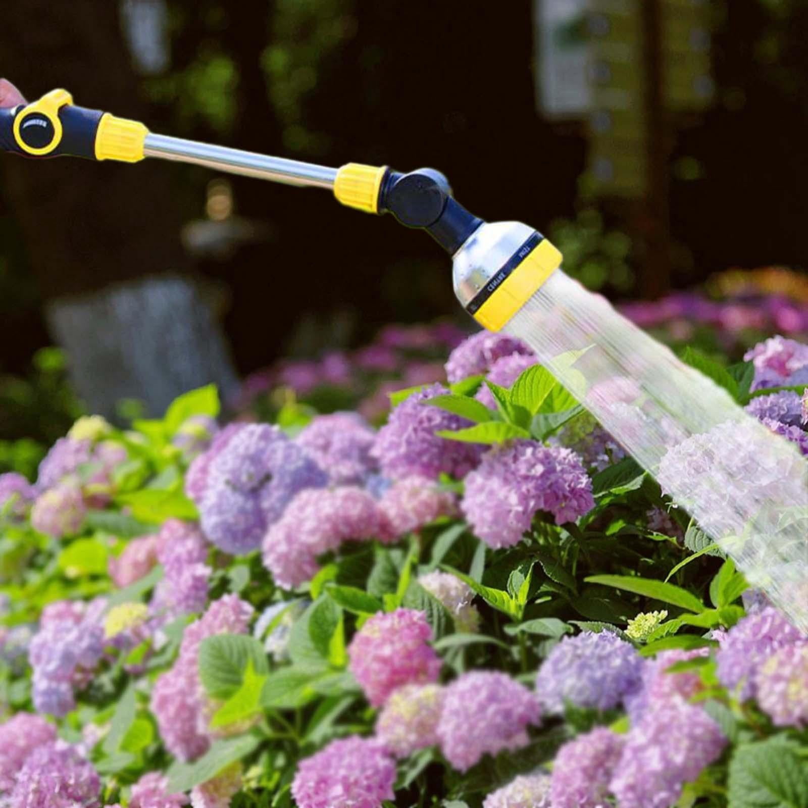 simhoa Long Hose Nozzle Sprayer 18.70'' Portable Plant Watering Rotating Head Hose for Shrubs Flower Bed Vegetables Porch yellow